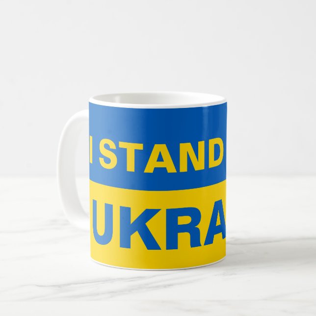 I Stand with Ukraine Ukrainian Flag Coffee Mug (Front Left)