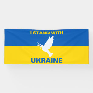 I Stand with Ukraine Ukrainian Flag Dove Peace Banner