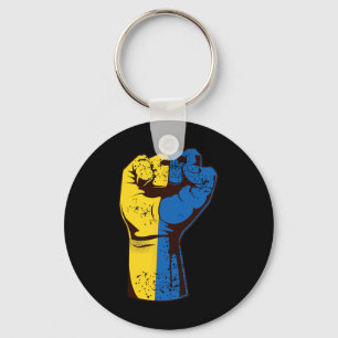 I Stand With Ukraine Ukrainian Flag Fist Ukraine Key Ring