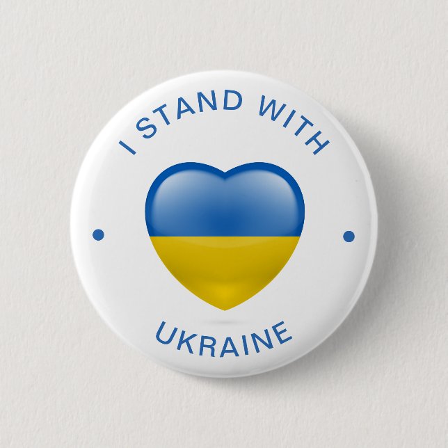 I Stand with Ukraine Ukrainian Flag Love Heart 6 Cm Round Badge (Front)