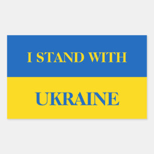 I stand with Ukraine. Ukrainian flag. Rectangular Sticker