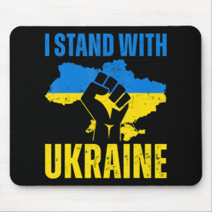 I Stand With Ukraine Ukrainian Flag Rise Fist Peac Mouse Mat