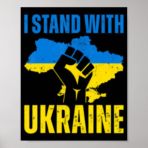 I Stand With Ukraine Ukrainian Flag Rise Fist Peac Poster