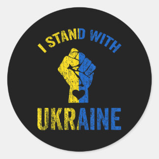 I Stand With Ukraine  Ukrainian Flag Support  Classic Round Sticker