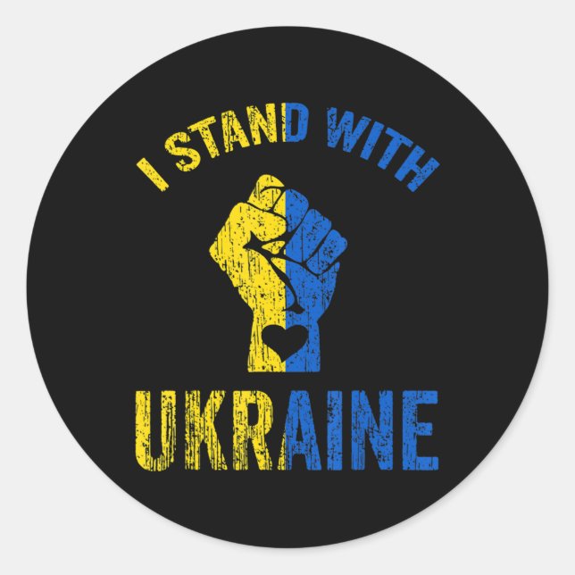 I Stand With Ukraine  Ukrainian Flag Support  Classic Round Sticker (Front)