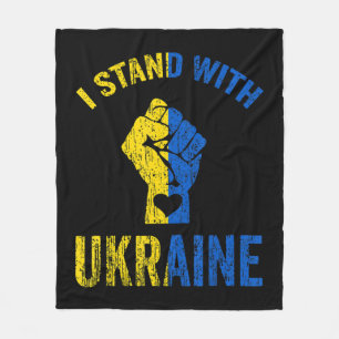 I Stand With Ukraine  Ukrainian Flag Support  Fleece Blanket