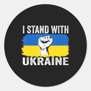 I Stand With Ukraine Ukrainian Flag Support Ukrain Classic Round Sticker