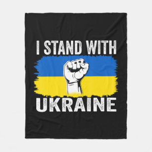 I Stand With Ukraine Ukrainian Flag Support Ukrain Fleece Blanket