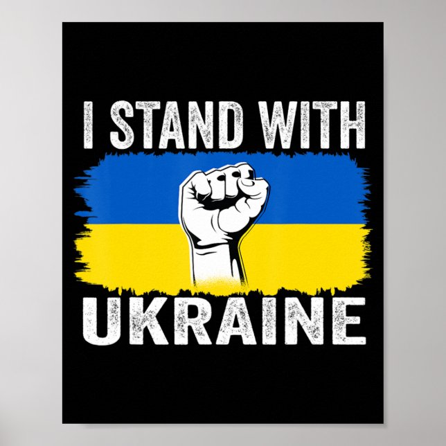 I Stand With Ukraine Ukrainian Flag Support Ukrain Poster (Front)