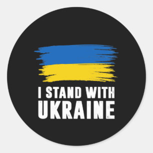 I Stand With Ukraine Ukrainian Flag Supporter Classic Round Sticker