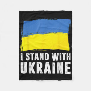 I Stand With Ukraine Ukrainian Flag Supporting Ukr Fleece Blanket