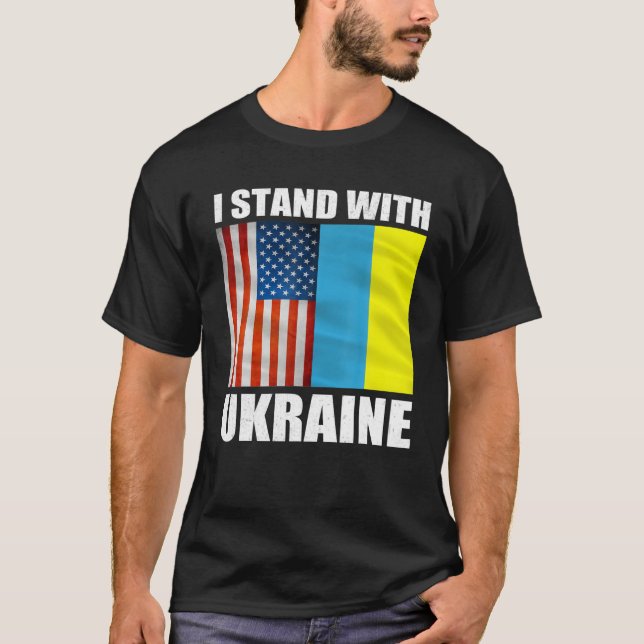 I Stand With Ukraine Ukrainian Flag Supporting Ukr T-Shirt (Front)