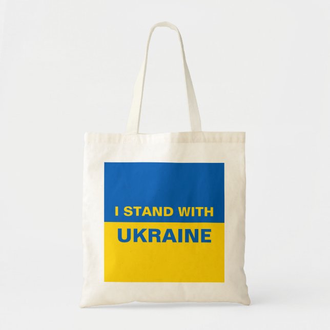 I Stand with Ukraine Ukrainian Flag Tote Bag (Front)