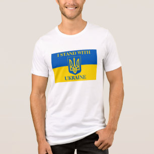 I Stand With Ukraine & Ukrainian Flag & Trident Tri-Blend Shirt