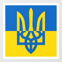 I stand with Ukraine. Ukrainian flag. Trident. Window Cling