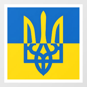 I stand with Ukraine. Ukrainian flag. Trident. Window Cling