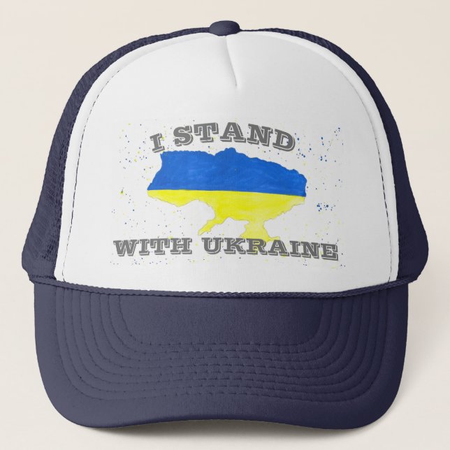 I stand with Ukraine Ukrainian flag  Trucker Hat (Front)