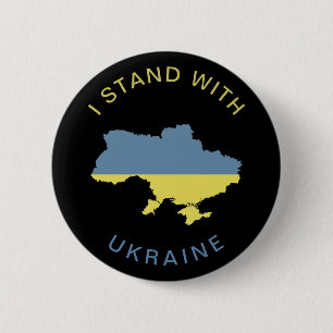 I Stand with Ukraine Ukrainian National Flag Map   6 Cm Round Badge