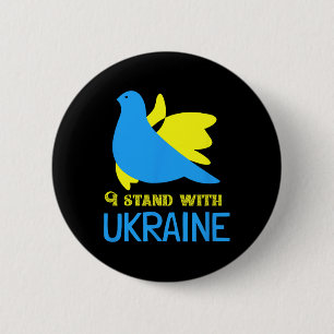 I Stand With Ukraine Ukrainian Peace Dove Ukrainia 6 Cm Round Badge