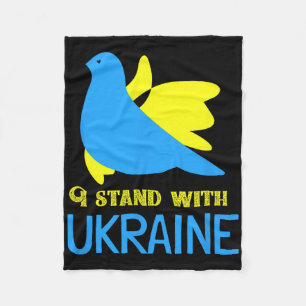 I Stand With Ukraine Ukrainian Peace Dove Ukrainia Fleece Blanket