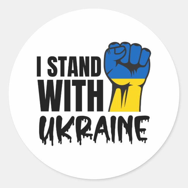 I Stand With Ukraine Ukrainian Russia War Classic Round Sticker (Front)