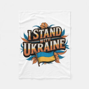 I Stand With Ukraine' Vintage Patriotic Support De Fleece Blanket