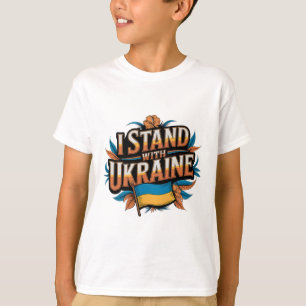 I Stand With Ukraine' Vintage Patriotic Support De T-Shirt