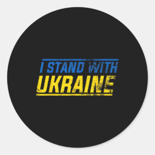 I Stand With Ukraine Vintage Ukrainian Flag Pride Classic Round Sticker