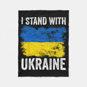 I Stand With Ukraine Vintage Ukrainian Flag Pride Fleece Blanket