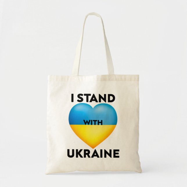 I Stand With Ukraine, We Support The Ukraine Tote Bag (Front)