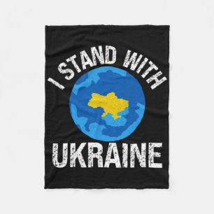 I Stand With Ukraine World Map Support Support Ukr Fleece Blanket