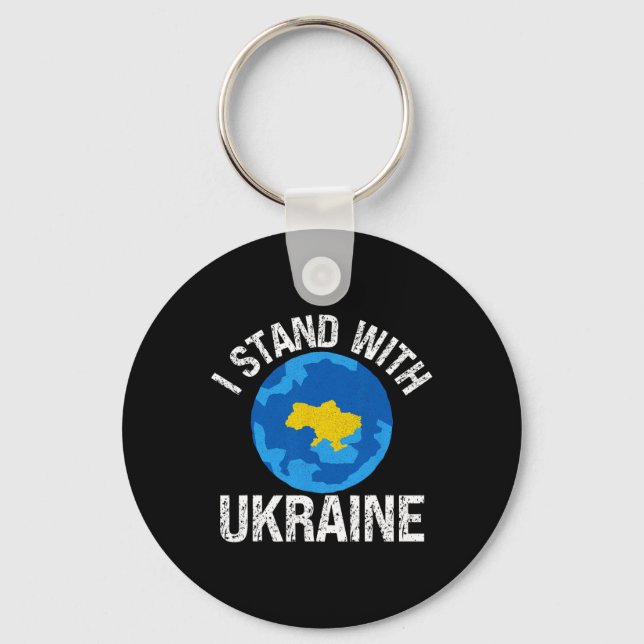 I Stand With Ukraine World Map Support Support Ukr Key Ring (Front)