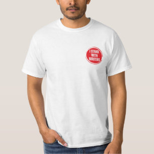I stand with writers red logo with white text T-Shirt