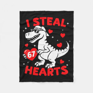 I Steal 67 Heart Dinosaur For Boys Girls Kids Vale Fleece Blanket
