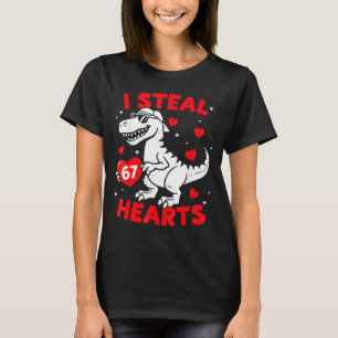 I Steal 67 Heart Dinosaur For Boys Girls Kids Vale T-Shirt