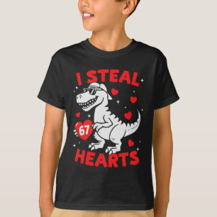 I Steal 67 Heart Dinosaur For Boys Girls Kids Vale T-Shirt