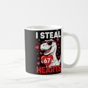 I Steal 67 Hearts Funny 67 Valentine Dinosaur Men  Coffee Mug