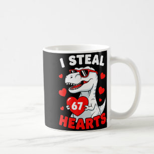 I Steal 67 Hearts Funny 67 Valentine Dinosaur Men  Coffee Mug