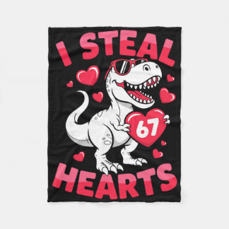I Steal 67 Hearts Funny 67 Valentine Dinosaur Men  Fleece Blanket