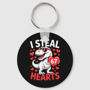 I Steal 67 Hearts Funny 67 Valentine Dinosaur Men  Key Ring