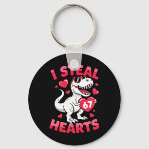 I Steal 67 Hearts Funny 67 Valentine Dinosaur Men  Key Ring
