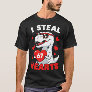 I Steal 67 Hearts Funny 67 Valentine Dinosaur Men  T-Shirt
