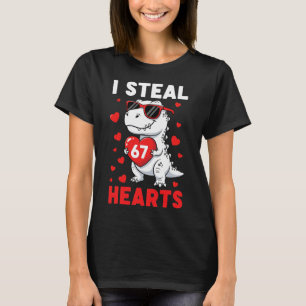 I Steal 67 Hearts Funny 67 Valentine Dinosaur Men T-Shirt