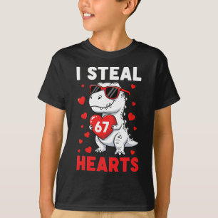 I Steal 67 Hearts Funny 67 Valentine Dinosaur Men T-Shirt