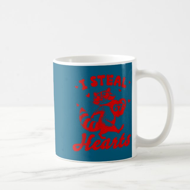 I Steal 67 Hearts Funny 67 Valentine Raccoon Men B Coffee Mug (Right)
