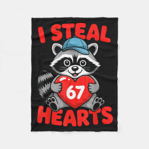 I Steal 67 Hearts Funny 67 Valentine Raccoon Men B Fleece Blanket