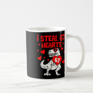 I Steal 67 Hearts Six Seven Valentine Dinosaur Coffee Mug