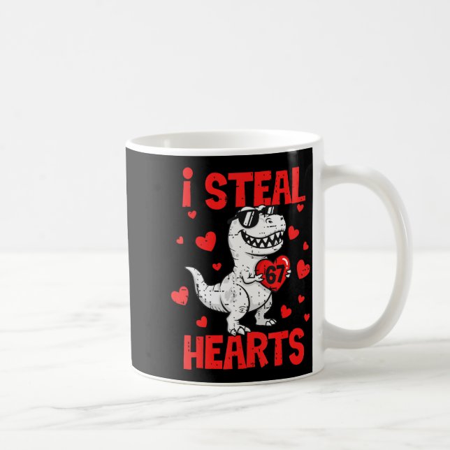 I Steal 67 Hearts T-rex Six Seven Valentines Day B Coffee Mug (Right)