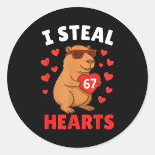 I Steal 67 Hearts Valentine’s Day 67 Meme 6 7 Capy Classic Round Sticker