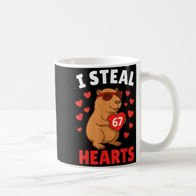 I Steal 67 Hearts Valentine’s Day 67 Meme 6 7 Capy Coffee Mug (Right)